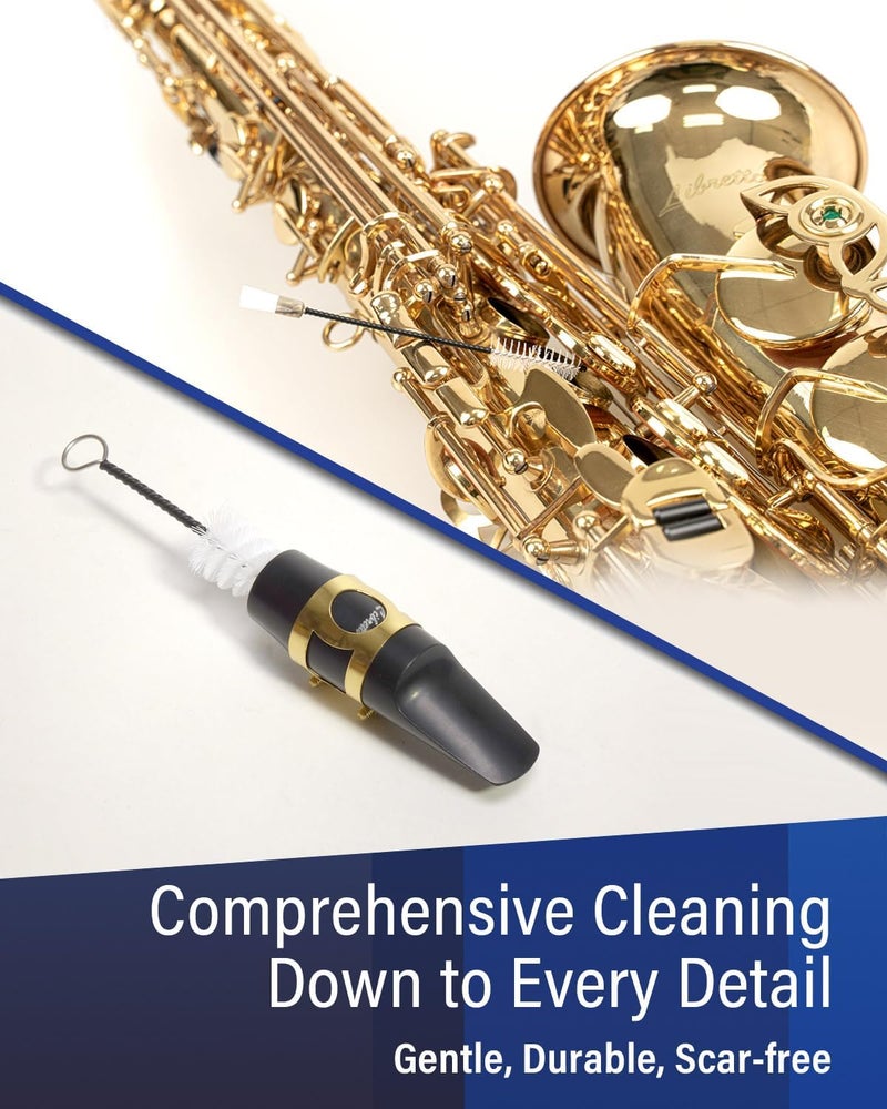 Libretto Alto Saxophone Cleaning Kit with EVA Case, Including 2 Microfiber Cleaning Swabs, 16 Mouthpiece Cushions, Mouthpiece Brush, Dust Brush, Thumb Cushion, 3 Microfiber Pad Dryers. - Image 4